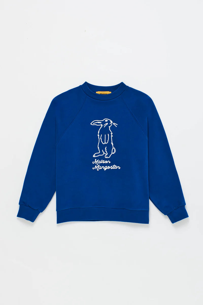 rabbit embroid blue sweater AW24