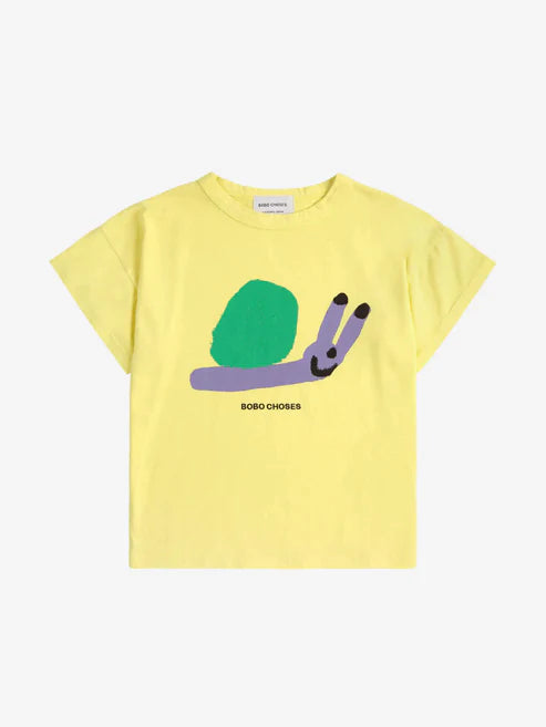 funny snail t-shirt yellow - Bobo Choses SS25