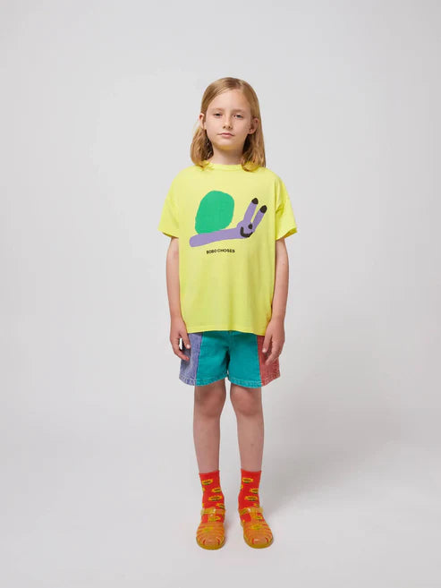 funny snail t-shirt yellow - Bobo Choses SS25