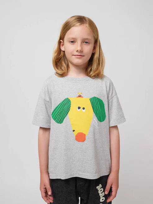 Heather happy dog t-shirt - Bobo Choses SS25