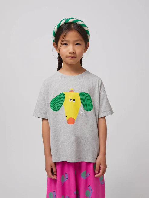 Heather happy dog t-shirt - Bobo Choses SS25