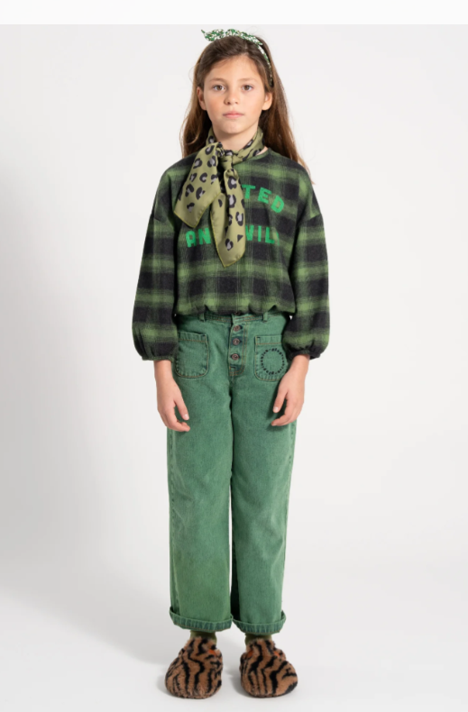 flare trouser green denim AW24