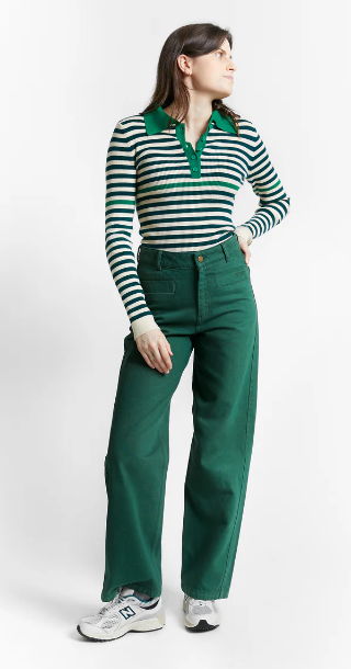 rosewell striped polo green AW24