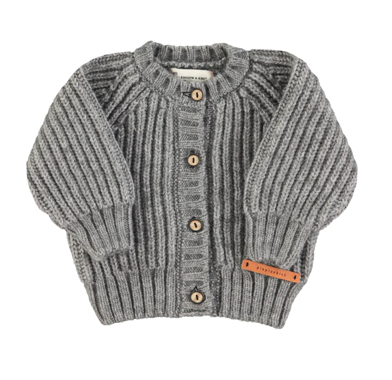 knitted grey cardigan AW24