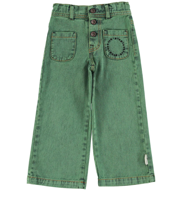 flare trouser green denim AW24