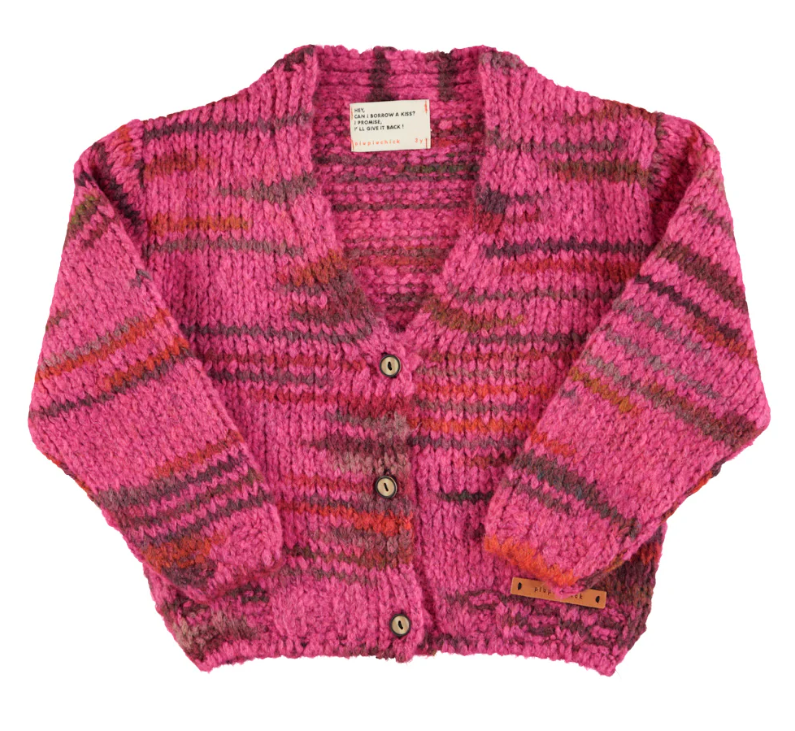 knitted fuschia cardigan AW24