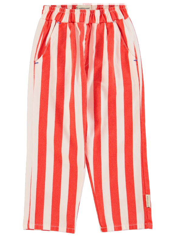 unisex white red stripes pants