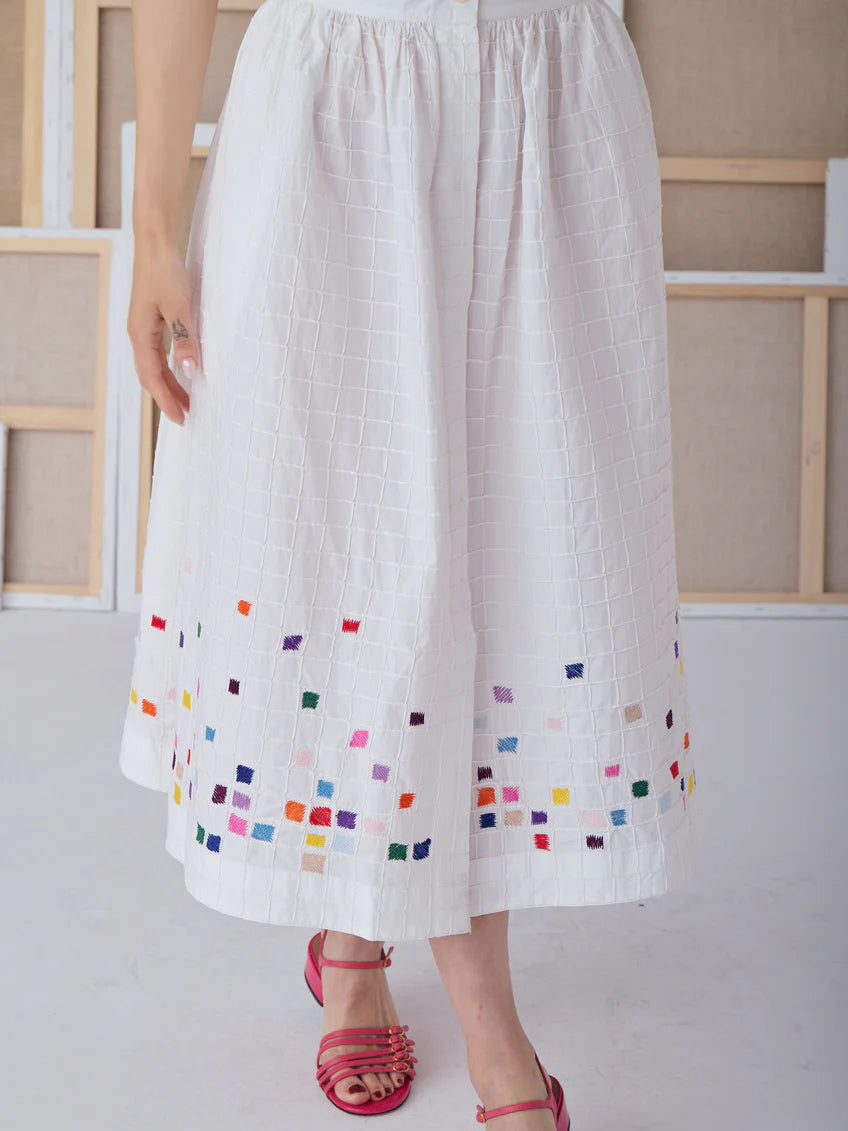 mona la coloriste skirt embroidery multicolor - MII SS25