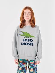 sweater Talking Crocodile Grey - BOBO CHOSES